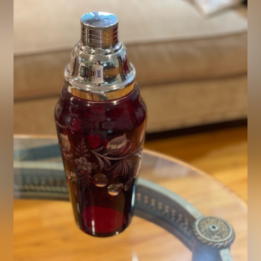 Antique Bohemian Crystal Red Shaker Mixer